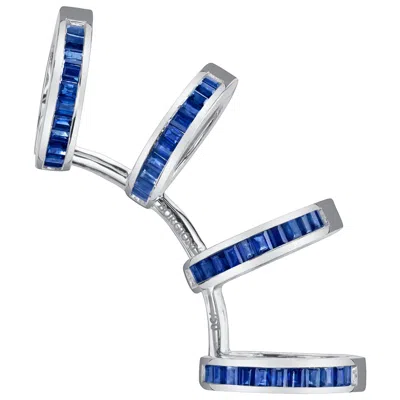 Pre-owned Borgioni 18 Karat White Gold, Blue Sapphire Baguette Multi Earcuff