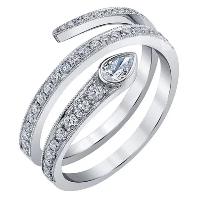 Pre-owned Borgioni 18 Karat White Gold Small Wrapped Diamond Snake Ring