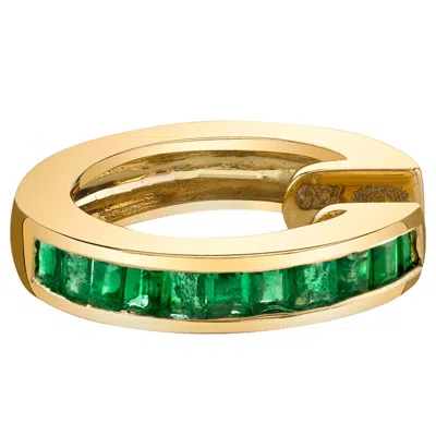 Pre-owned Borgioni 18 Karat Yellow Gold, Emerald Baguette Earcuff