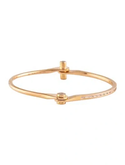 Pre-owned Borgioni 18k Diamond Skinny Handcuff Bangle, 5.5" In Multicolor