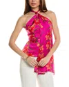 Borgo De Nor Amaris Hammered Satin Silk Top In Purple