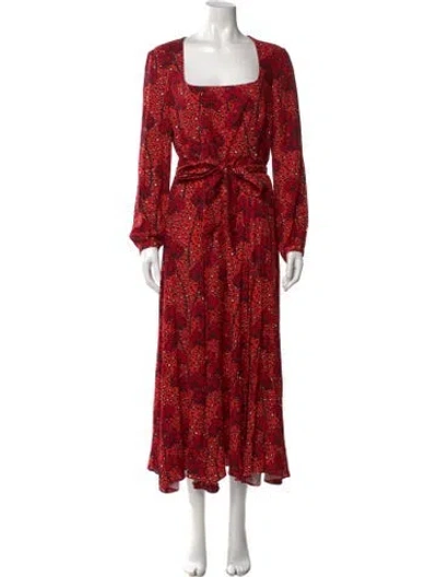 Pre-owned Borgo De Nor Animal Print Long Dress In Red
