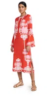 Borgo De Nor Astoria Midi Dress In Geo Flower Placement - Red