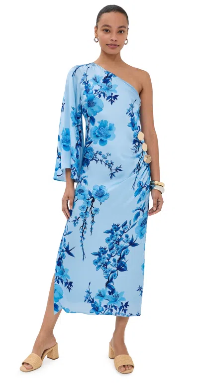 Borgo De Nor Atlantis Crepe Satin Dress Cherry Blossom Blue