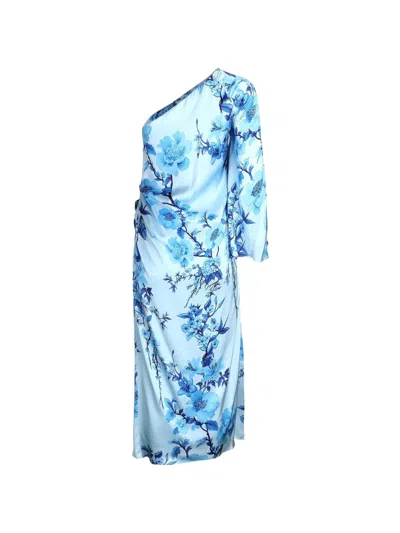 Borgo De Nor Atlantis One-shoulder Midi Dress In Blue