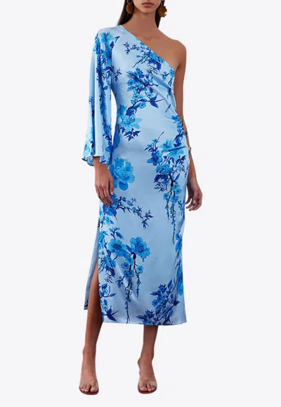 Borgo De Nor Atlantis One-shoulder Midi Dress In Blue