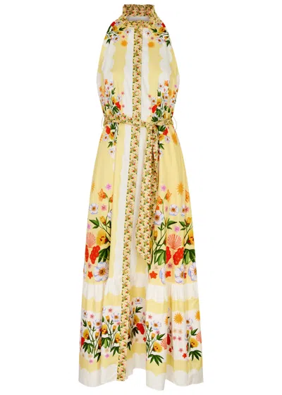 Borgo De Nor Biba Floral-print Cotton Maxi Dress In Yellow