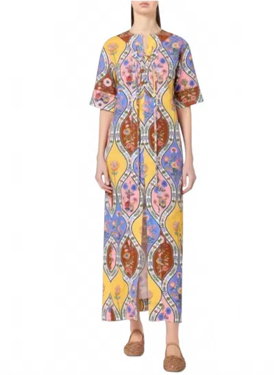 Borgo De Nor Calista Linen Maxi Dress In Quilted Floral In Multi