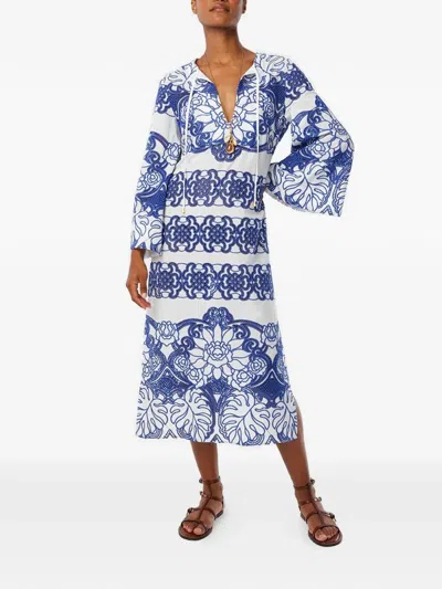 Borgo De Nor Clea Embroidered Midi Dress In Blue