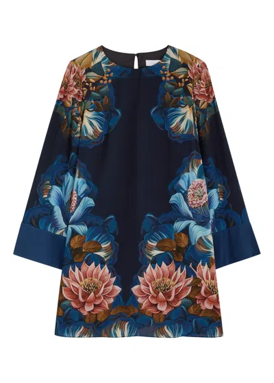 Borgo De Nor Cocoa Floral-print Mini Dress In Black