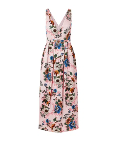 Borgo De Nor Jules Floral-print Cotton-blend Cloqué Midi Dress In Pink