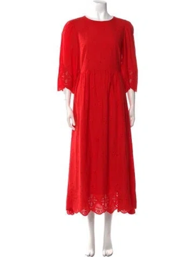 Pre-owned Borgo De Nor Crew Neck Long Dress In Red