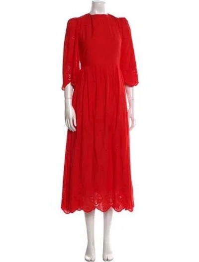 Pre-owned Borgo De Nor Crew Neck Long Dress In Red