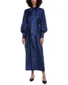 Borgo De Nor Dakota Twill Silk Midi Shirtdress In Blue