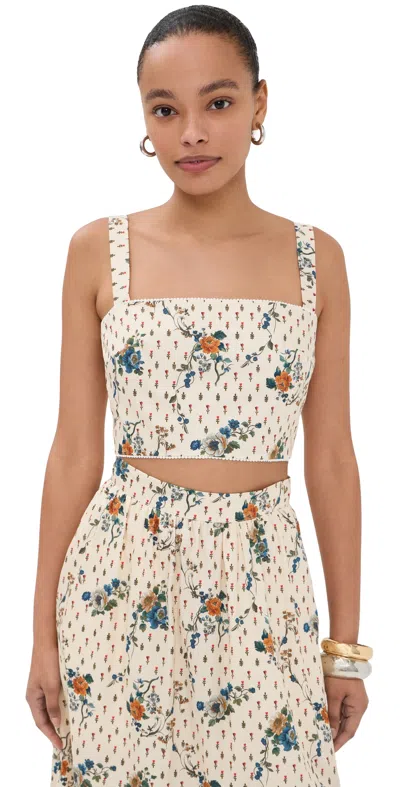 Borgo De Nor Didi Cotton Top Minature Floral Cream In Multi