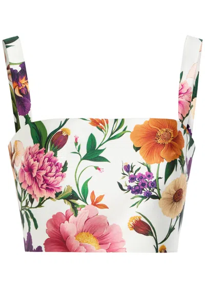 Borgo De Nor Didi Floral-print Cropped Taffeta Top In Multi