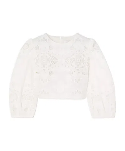 Borgo De Nor Alfie Cropped Broderie Anglaise Poplin Top In White