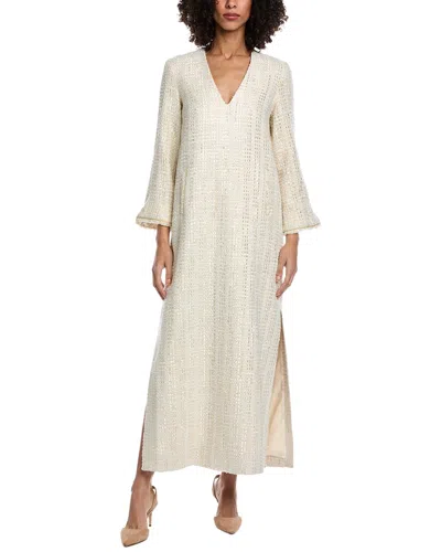 Borgo De Nor Eponine Metallic Tweed Maxi Dress In Cream