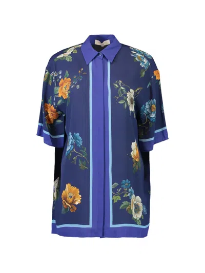 Borgo De Nor Floral Akari Crepe Top In Blue