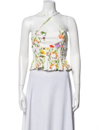 Pre-owned Borgo De Nor Floral Print Halterneck Crop Top In Multicolor