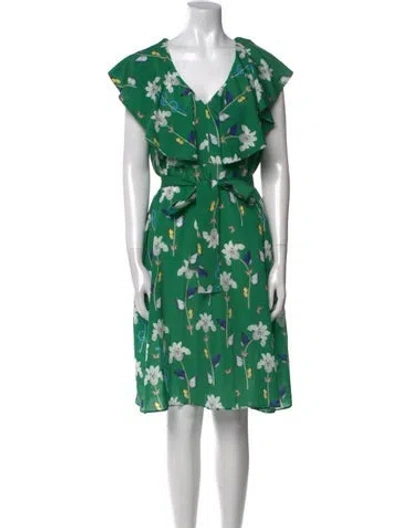Pre-owned Borgo De Nor Floral Print Knee-length Dress In Green