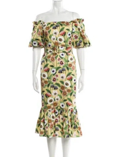 Pre-owned Borgo De Nor Floral Print Knee-length Dress In Yellow