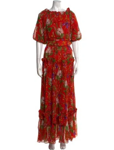 Pre-owned Borgo De Nor Floral Print Long Dress