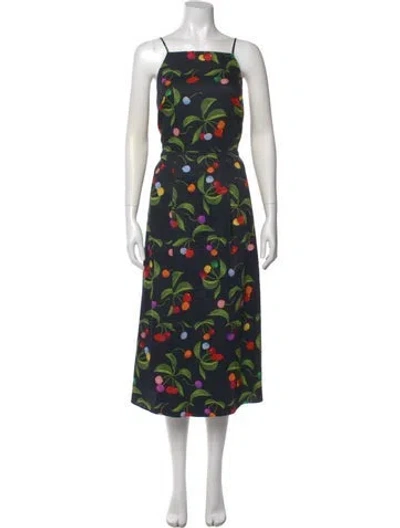 Pre-owned Borgo De Nor Floral Print Long Dress In Blue