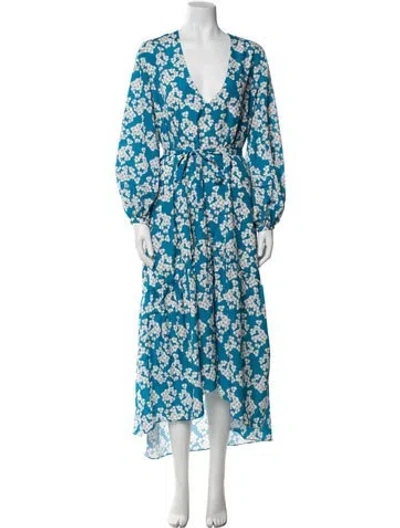 Pre-owned Borgo De Nor Floral Print Long Dress In Blue
