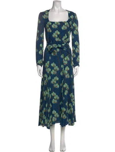 Pre-owned Borgo De Nor Floral Print Long Dress In Blue
