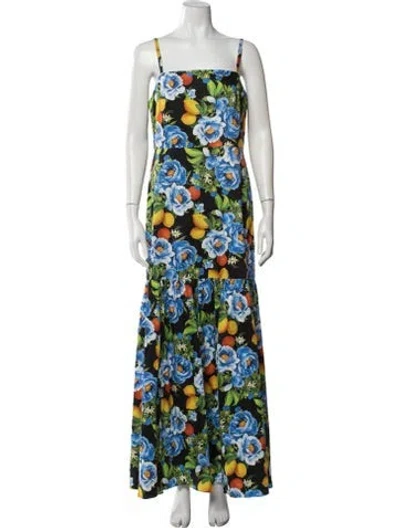 Pre-owned Borgo De Nor Floral Print Long Dress In Blue
