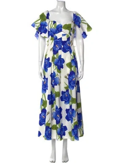 Pre-owned Borgo De Nor Floral Print Long Dress In Blue
