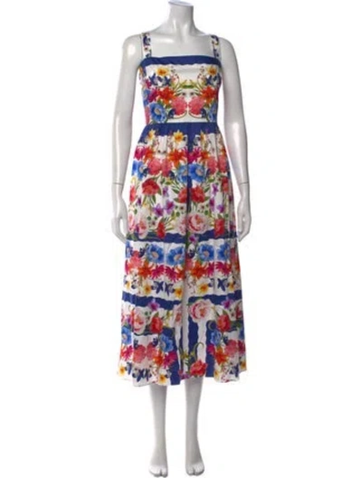 Pre-owned Borgo De Nor Floral Print Long Dress In Blue