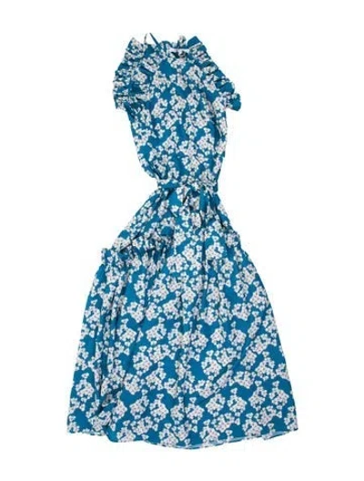 Pre-owned Borgo De Nor Floral Print Long Dress In Blue