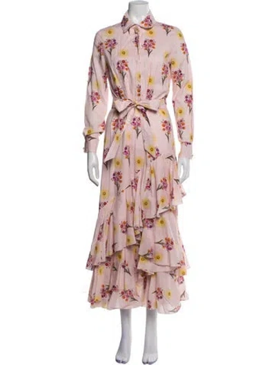 Pre-owned Borgo De Nor Floral Print Long Dress In Blue
