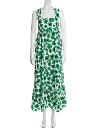 Pre-owned Borgo De Nor Floral Print Long Dress In Green