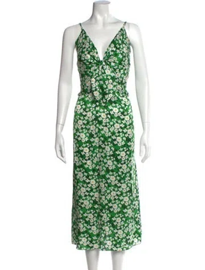 Pre-owned Borgo De Nor Floral Print Long Dress In Green