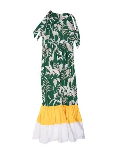 Pre-owned Borgo De Nor Floral Print Long Dress In Green