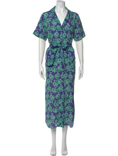 Pre-owned Borgo De Nor Floral Print Long Dress In Multi