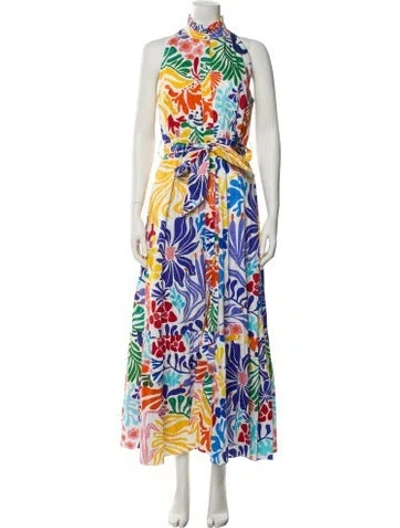 Pre-owned Borgo De Nor Floral Print Long Dress In Multi