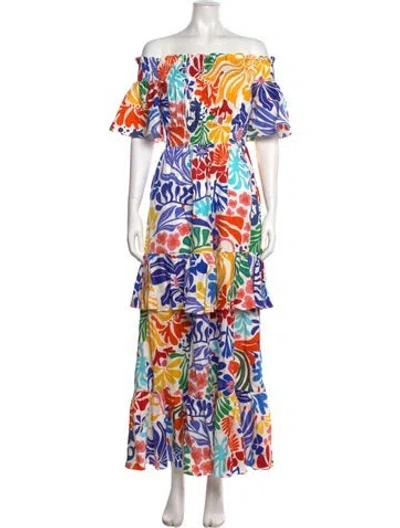 Pre-owned Borgo De Nor Floral Print Long Dress In Multi