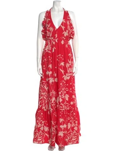 Pre-owned Borgo De Nor Floral Print Long Dress In Multi
