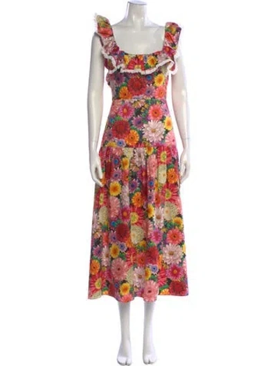 Pre-owned Borgo De Nor Floral Print Long Dress In Multi