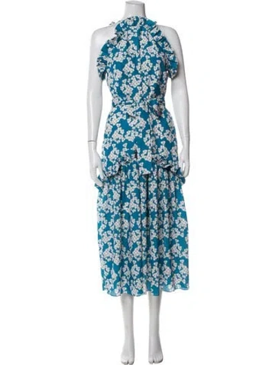 Pre-owned Borgo De Nor Floral Print Long Dress In Multi