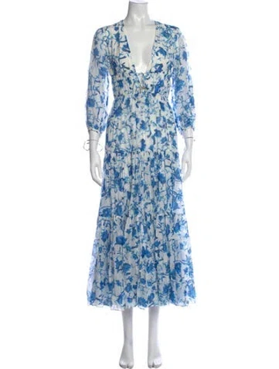 Pre-owned Borgo De Nor Floral Print Long Dress In Multi