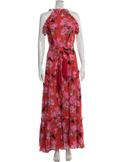 Pre-owned Borgo De Nor Floral Print Long Dress In Multi