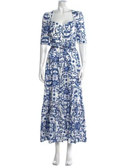 Pre-owned Borgo De Nor Floral Print Long Dress In Multi