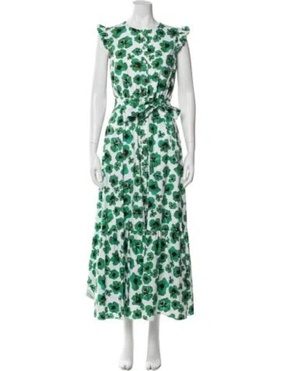 Pre-owned Borgo De Nor Floral Print Long Dress In Multi
