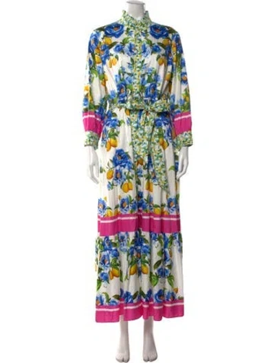 Pre-owned Borgo De Nor Floral Print Long Dress In Multi