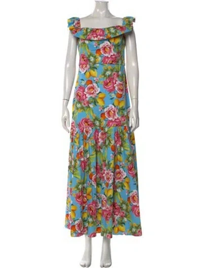 Pre-owned Borgo De Nor Floral Print Long Dress In Multi